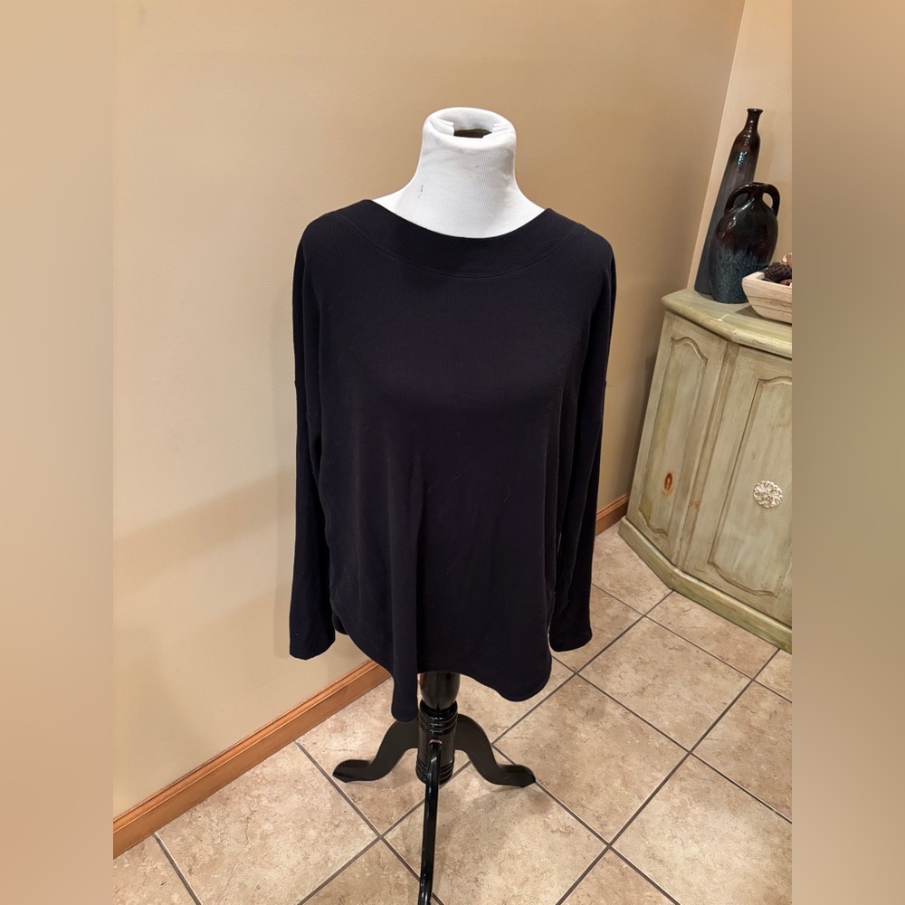 Athleta Women’s Black Knit Ribbed Sweater Open Back Size Large